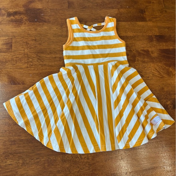 Sweethoney yellow gold orange striped fit and flare twirl dress size 18 months - Picture 1 of 3